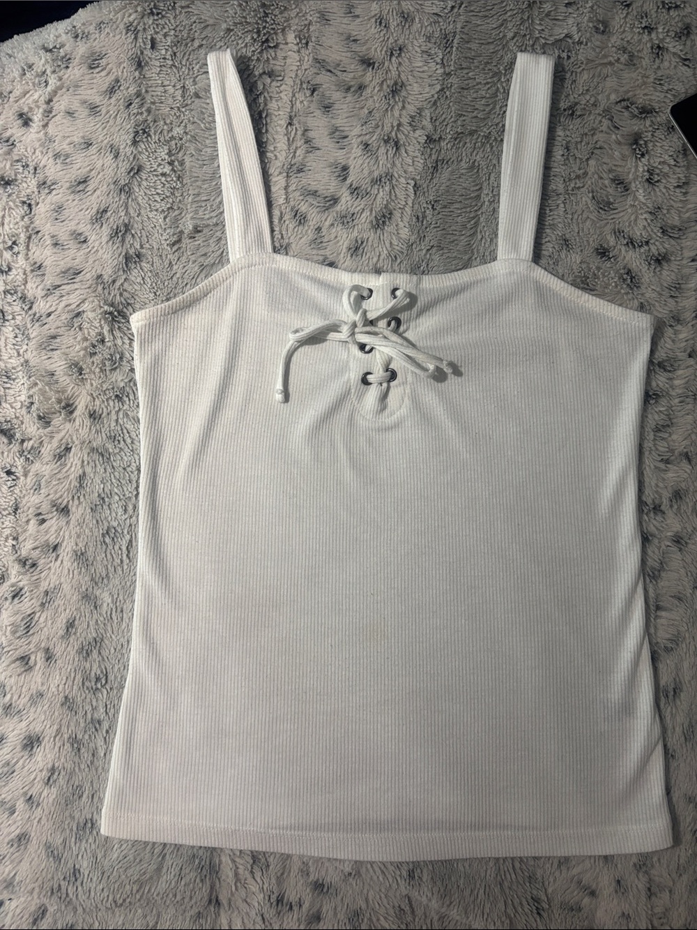 Aeropostale White Ribbed Lace-Up Camisole